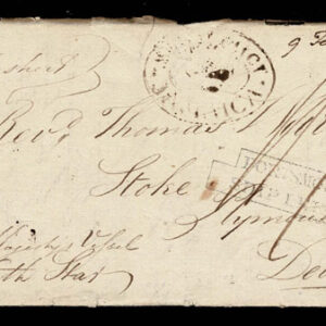 Lot 419 - JAMAICA: Stampless, 1816 folded letter to Devonshire bearing the very rare ShipLetter/JAMAICA crown oval - Image 1