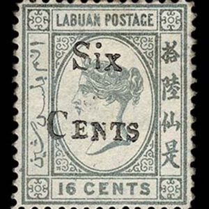 Lot 422 - LABUAN: North Borneo: 1893 Six Cents on 16c gray - Image 1