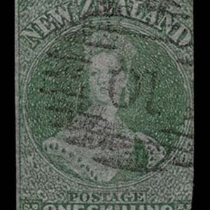 Lot 425 - NEW ZEALAND: 1855 1s yellow green, blued paper - Image 1