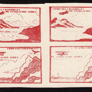 Lot 436 - COLOMBIA Air Post: 1920 10c green single, 10c red brown, 2 se-tenant blocks of four - Image 3