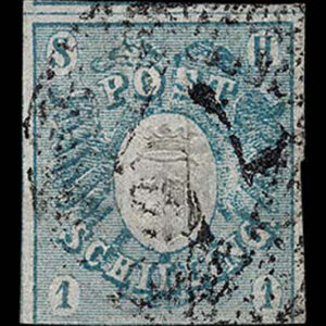 Lot 451 - GERMAN STATES: SCHLESWIG-HOLSTEIN; 1850 1s light blue, indistinct cancel - Image 1