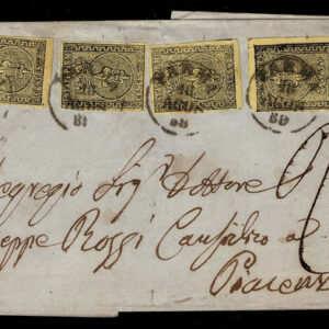 Lot 457 - ITALIAN STATES: PARMA; 1852 5c black yellow, 4 copies - Image 1