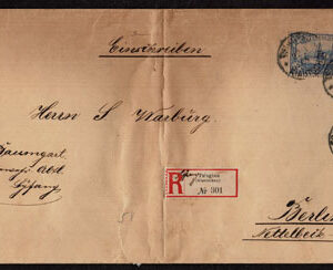 Lot 465 - KIAUCHAU: 1901 Yacht Issue; Set of 10, on 2 large (360mm x 140 mm) registered envelopes - Image 3