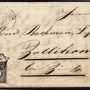 Lot 477 - SWITZERLAND:  ZURICH; 1846 6R  black, horizontal lines - Image 1