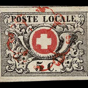 Lot 479 - SWITZERLAND: Geneva (GENF); 1850 5 Centimes, black and red - Image 1