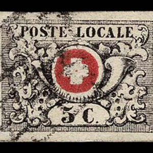 Lot 480 - SWITZERLAND: Geneva (GENF); 1850 5 Centimes, black and red - Image 1