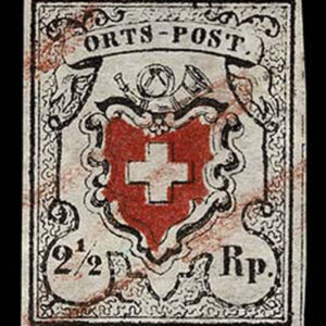 Lot 482 - SWITZERLAND: 1850 2 1/2r Full frame all around Cross. First Issue - Image 1