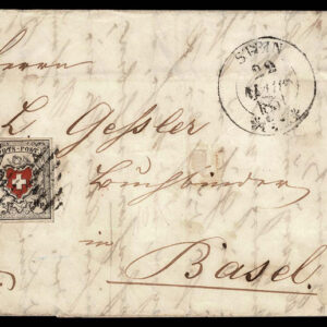 Lot 483 - SWITZERLAND: 1850 2 1/2 r black red frame line at right - Image 1
