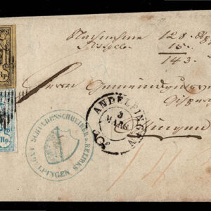 Lot 484 - SWITZERLAND: 1850 5r light blue, black & red and 10 r yellow black & red both without frame lines. Perspectively - Image 1