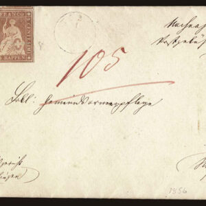 Lot 488 - SWITZERLAND: 1854-55 5r pale yellow brown BLOCK OF THREE  Sitting Helvetia with frame-lines - Image 1