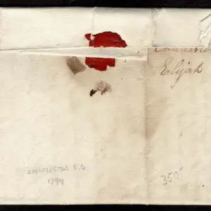 Lot 004 - UNITED STATES, Stampless, 1799, straight line hand stamp "CHFeb15" (Charleston) on neat, readable folded letter - Image 2