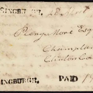 Lot 005 - UNITED STATES: Stampless 1818 STRAIGHT LINE " LANSINGBURGH" (NY) two strikes - Image 1