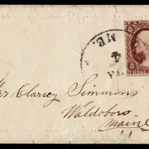 Lot 051 - UNITED STATES: Maine; 1851-1855 3c brownish carmine - Image 1