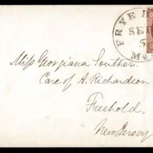 Lot 055 - UNITED STATES: Massachusets;    1852 - 55  3c red (center of LL rosette slightly doubled) - Image 1