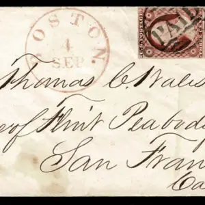 Lot 057 - UNITED STATES: Massachusets;   1851 - 1852, 3c brownish carmine VERTICAL PAIR - Image 1