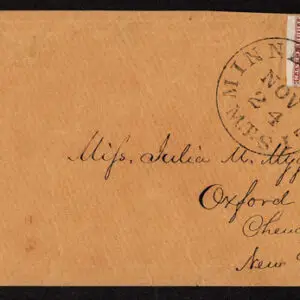 Lot 062 - UNITED STATES: Minnesota;  1857 3c claret Plate 4 - Image 1