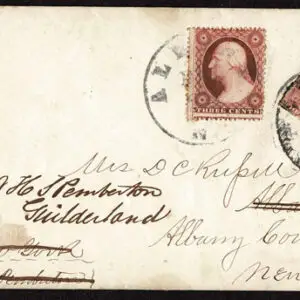 Lot 067 - UNITED STATES:  New York; 1857  3c claret; Texas forwarded California cover to New York - Image 1