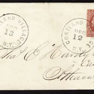 Lot 072 - UNITED STATES: New York;  1855  3c brown carmine Position 43R2L - Image 1