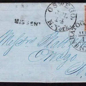 Lot 078 - UNITED STATES: New York;  1857  3c claret - Image 1