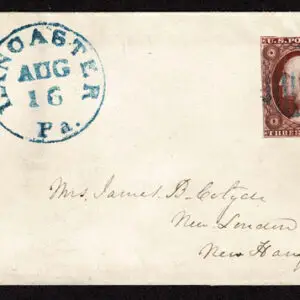 Lot 085 - UNITED STATES: Pennsylvania; 1852-55  3c brownish carmine position 92 L1L - Image 1