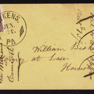 Lot 086 - UNITED STATES: Pennsylvania; 1852-55  3c claret,  SHEET MARGIN COPY - Image 1