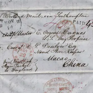 Lot 008 - UNITED STATES: Stampless; 1853 Ohio to Macao China, folded letter sheet - Image 3