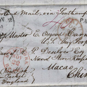 Lot 008 - UNITED STATES: Stampless; 1853 Ohio to Macao China, folded letter sheet - Image 5